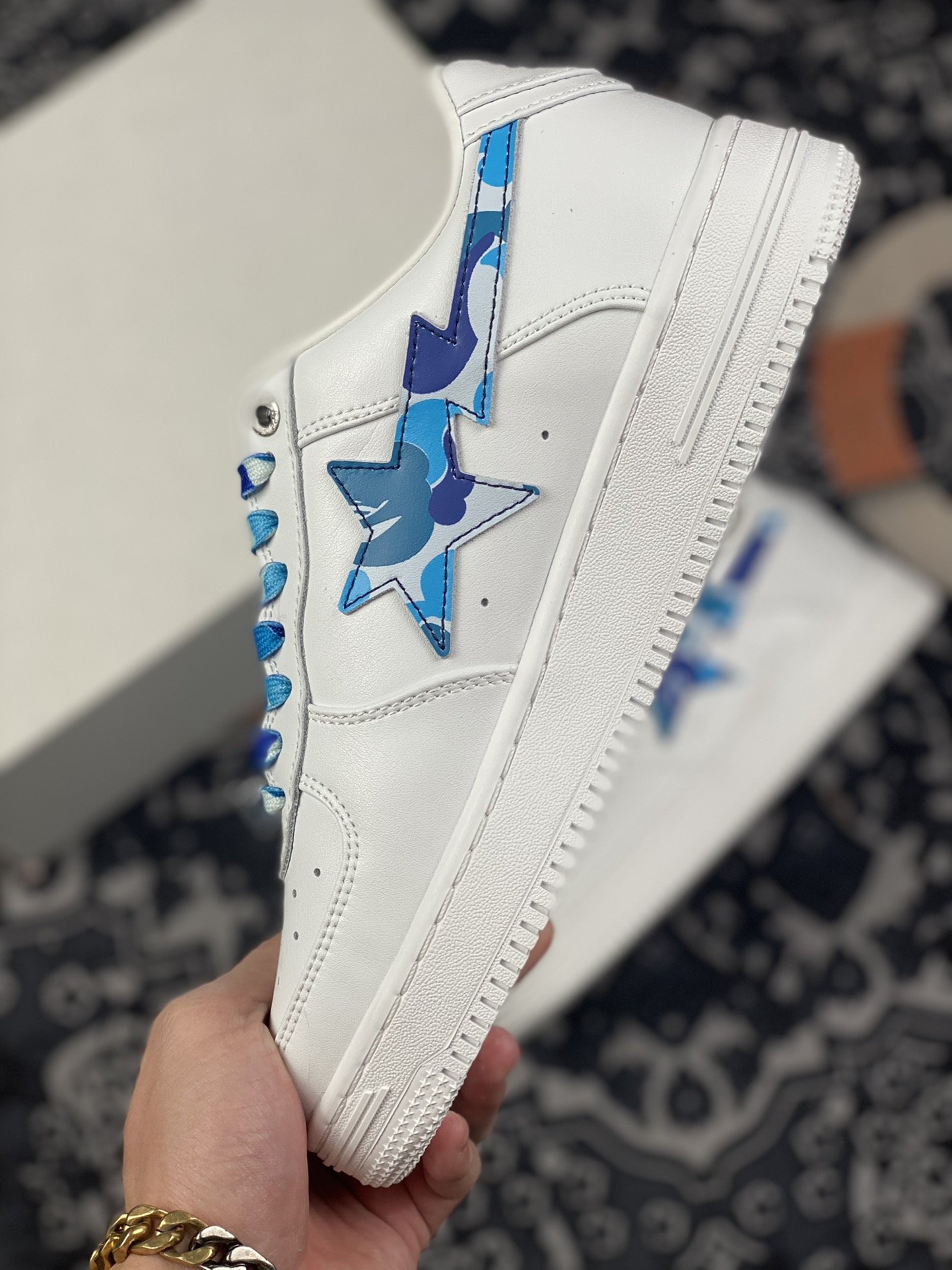 380 潮流教父nigo品牌 王源同款 Bape Sta “Tokyo” 白蓝迷彩 OZXSH191002MH