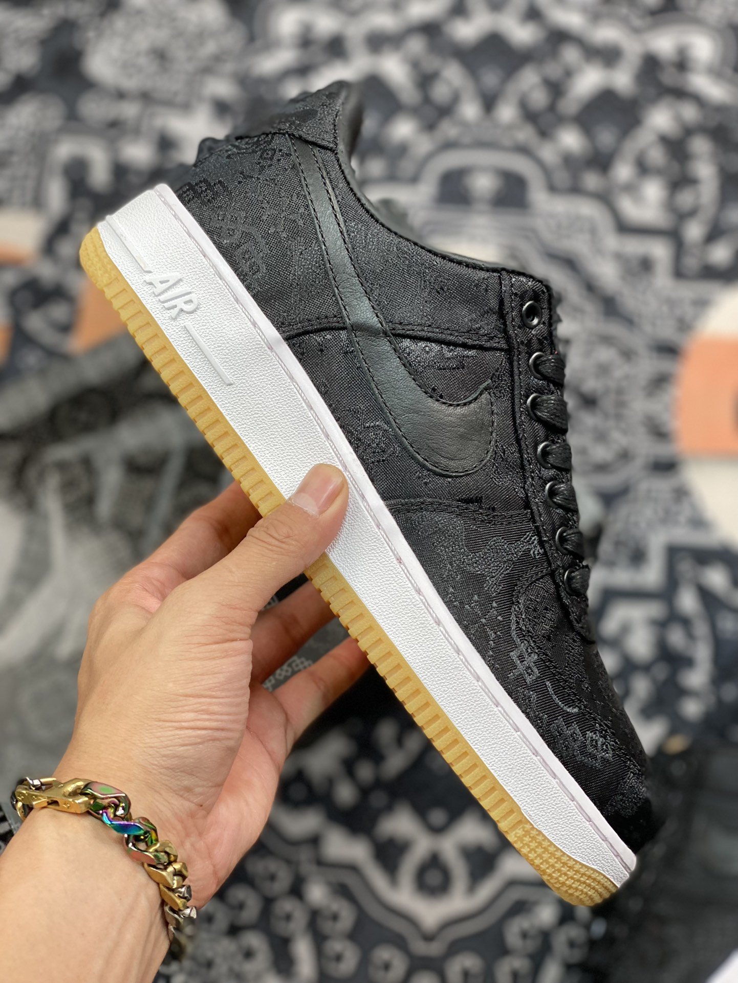 300 【顶级】外贸订单 出品——CLOTx Nike Air Force 1黑丝绸 CZ3986-001