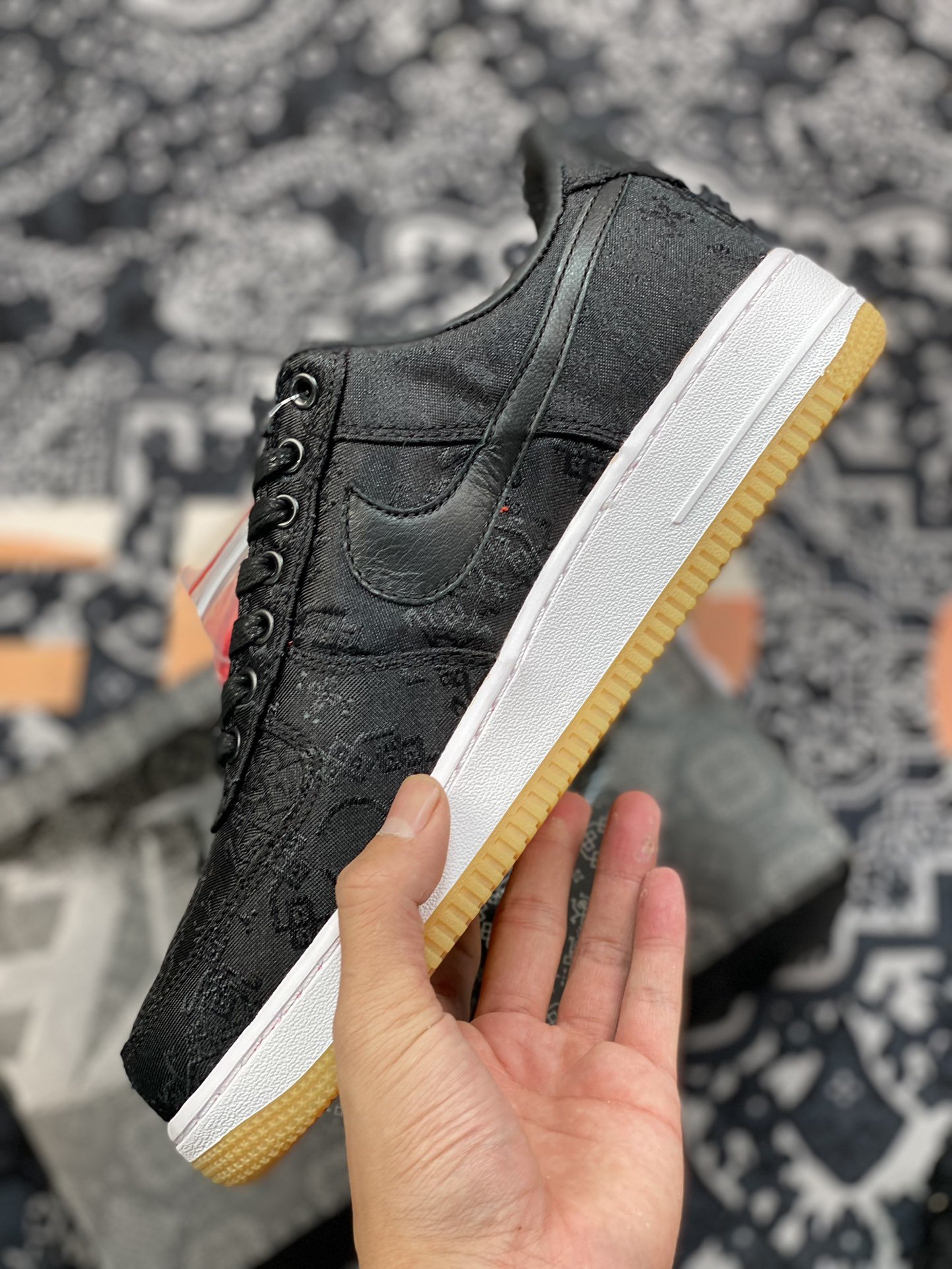 300 【顶级】外贸订单 出品——CLOTx Nike Air Force 1黑丝绸 CZ3986-001