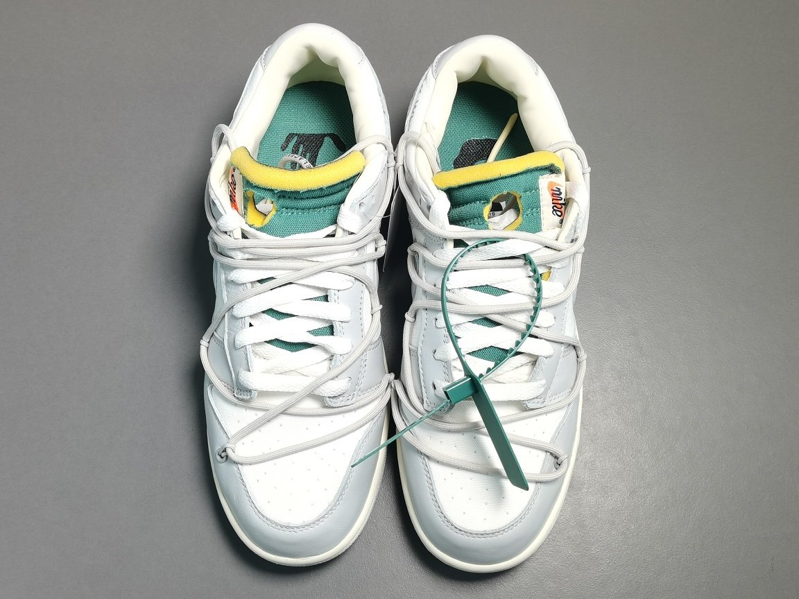 灰白 NO.42 白鞋带绿扣 Off-White x Nike Dunk Low＂The 50＂DM1602-117