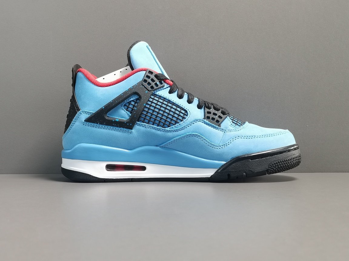 冰蓝 Travis Cactus Jack x Air Jordan 4 高帮复古防滑篮球鞋308497-406