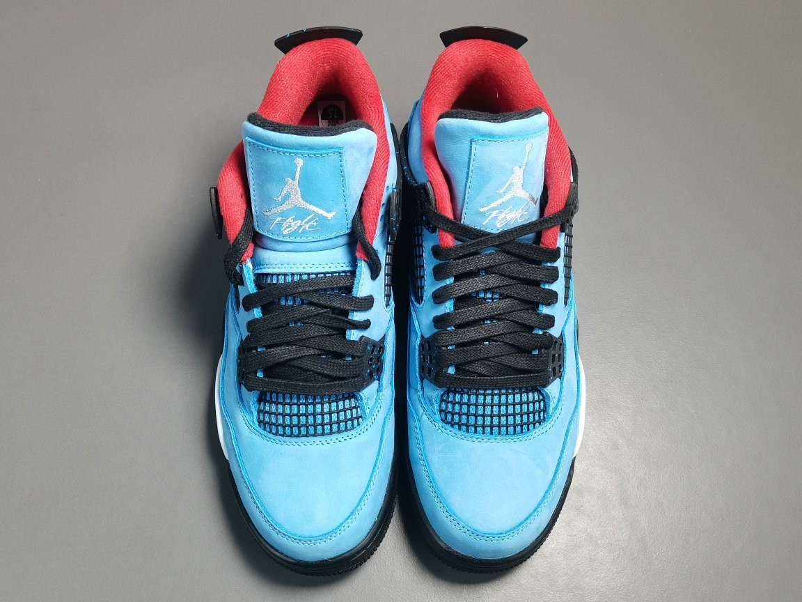 冰蓝 Travis Cactus Jack x Air Jordan 4 高帮复古防滑篮球鞋308497-406