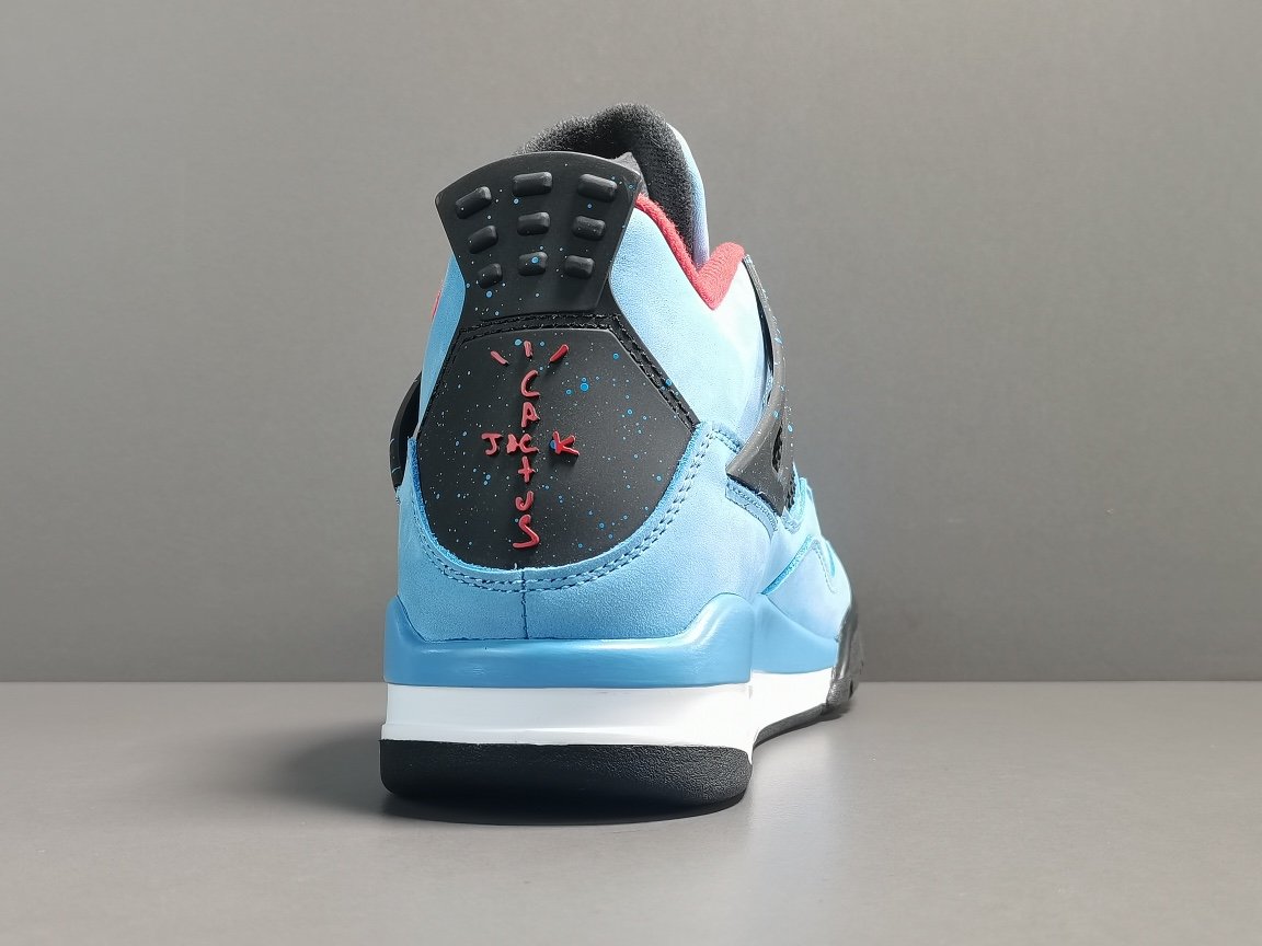 冰蓝 Travis Cactus Jack x Air Jordan 4 高帮复古防滑篮球鞋308497-406