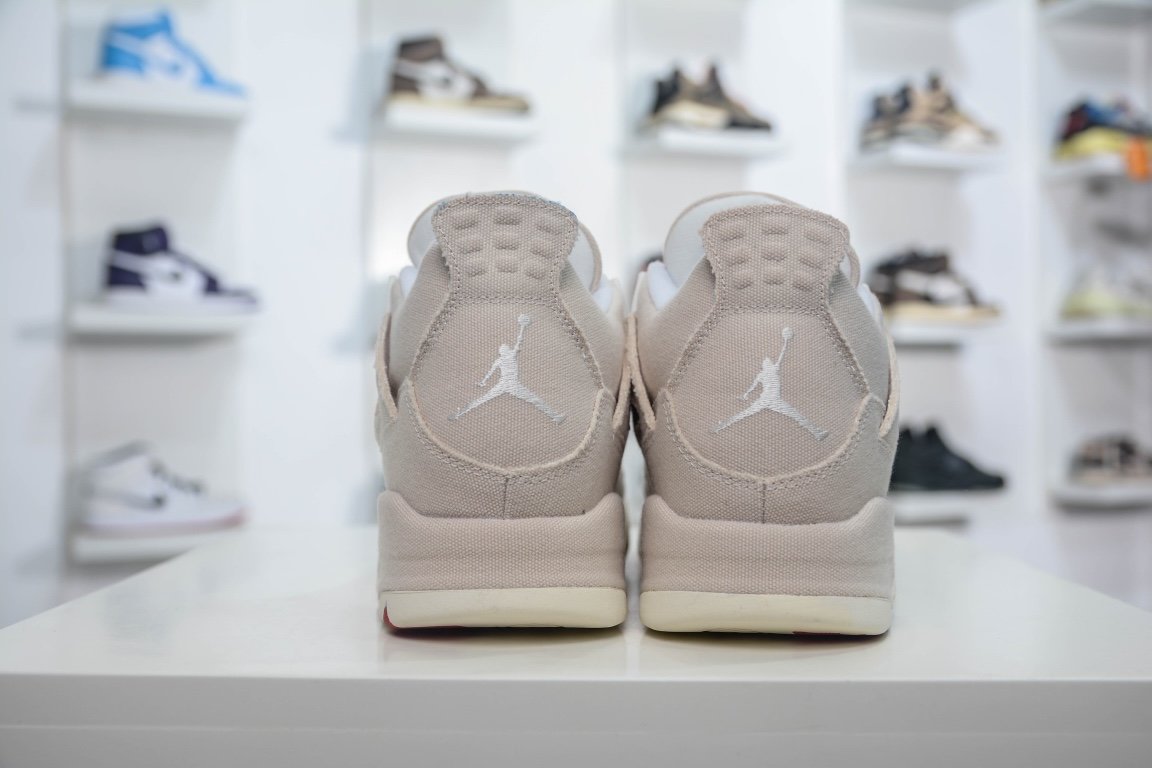 360 外贸版本Air Jordan 4 Rerto“Canvas” 米白帆布DQ4909-100