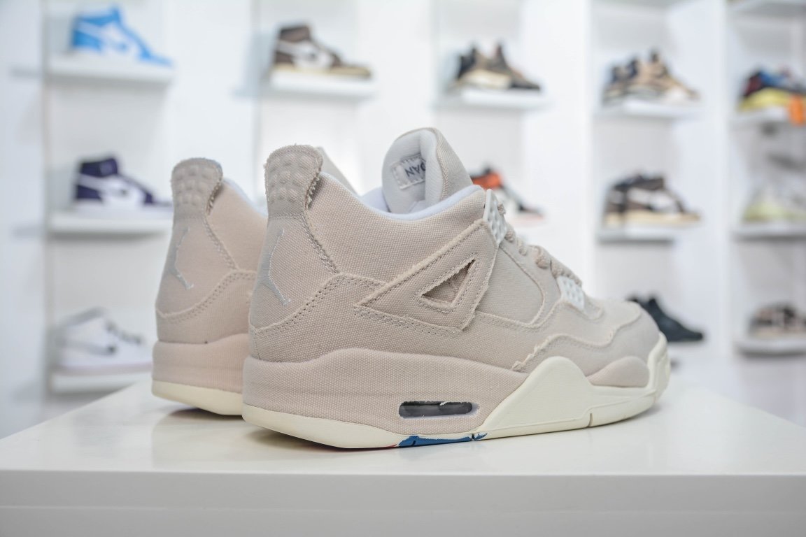 360 外贸版本Air Jordan 4 Rerto“Canvas” 米白帆布DQ4909-100