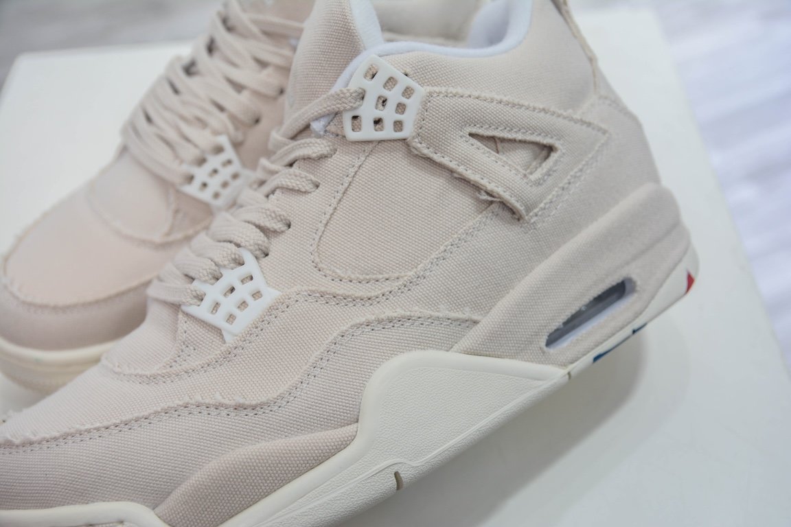 360 外贸版本Air Jordan 4 Rerto“Canvas” 米白帆布DQ4909-100