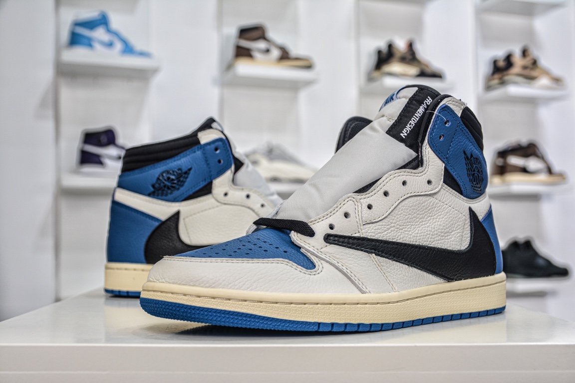 240  Travis Scott x Fragment Design x Air Jordan 1 High OG SP"Military Blue"DH3227-105