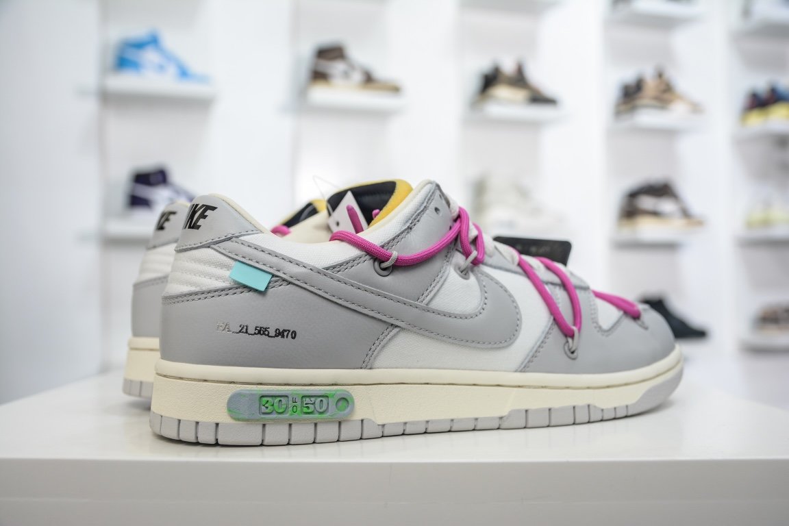 420 新特供市面唯一天花板级别 Off-White x Nike Dunk Low "The 50" No.30 玫红鞋带 DM1602-122