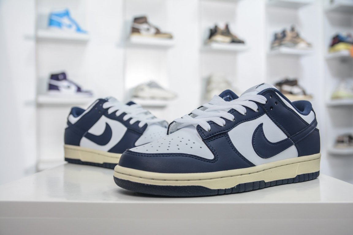 280 原装NIKE DUNK LOW "Aged Navy"海军蓝纯原进口头层 DD1503-115