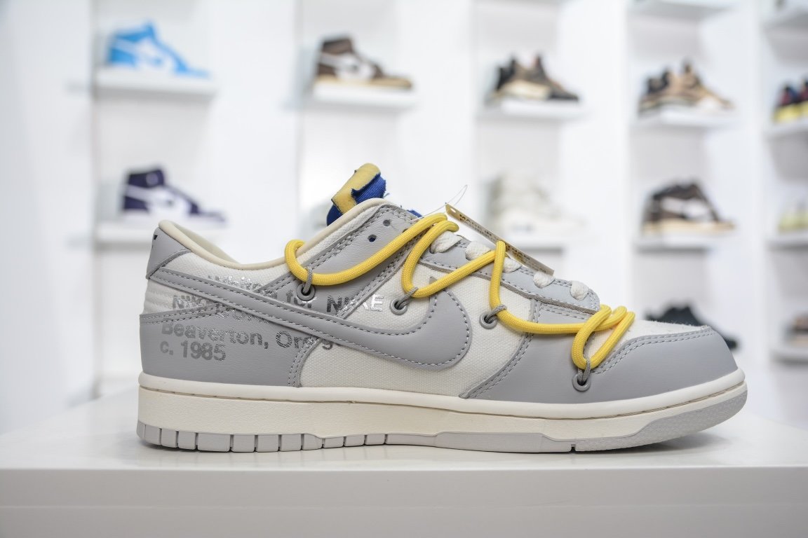 380  Off-White x Nike Dunk Low "The 50" No.27 灰白 黄鞋带DM1602-120