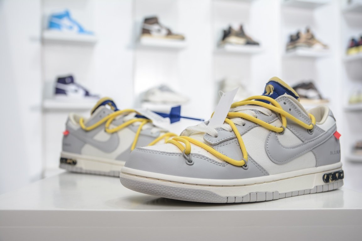 380  Off-White x Nike Dunk Low "The 50" No.27 灰白 黄鞋带DM1602-120