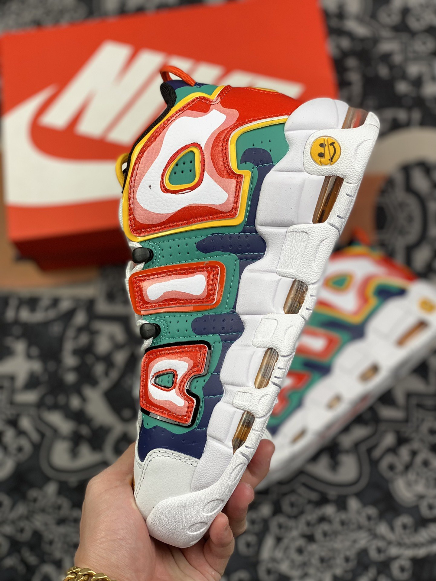 260 Nike Air More Uptempo OG外星人白黄蓝 皮蓬全掌气垫篮球鞋  DD9223-100