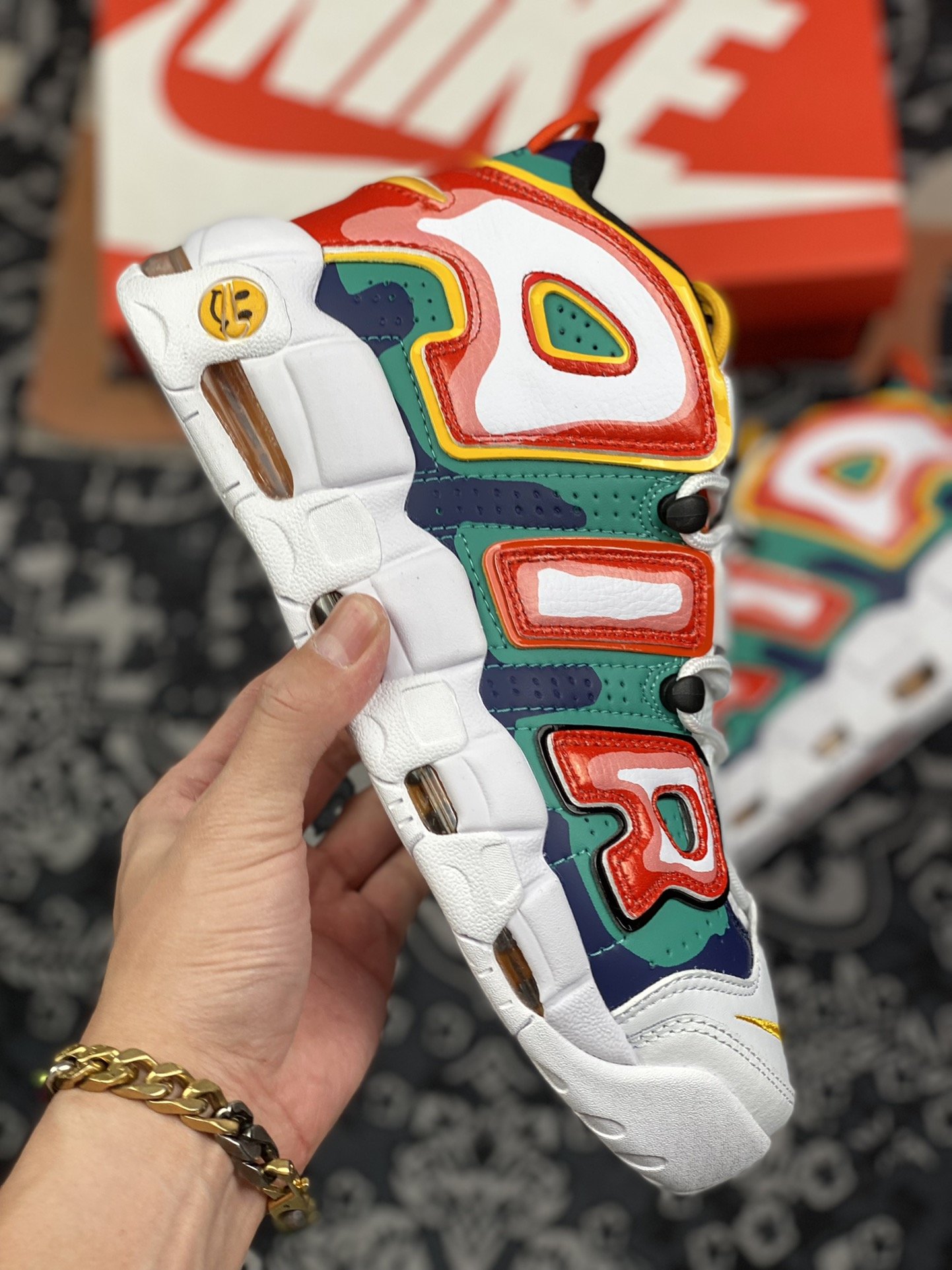 260 Nike Air More Uptempo OG外星人白黄蓝 皮蓬全掌气垫篮球鞋  DD9223-100