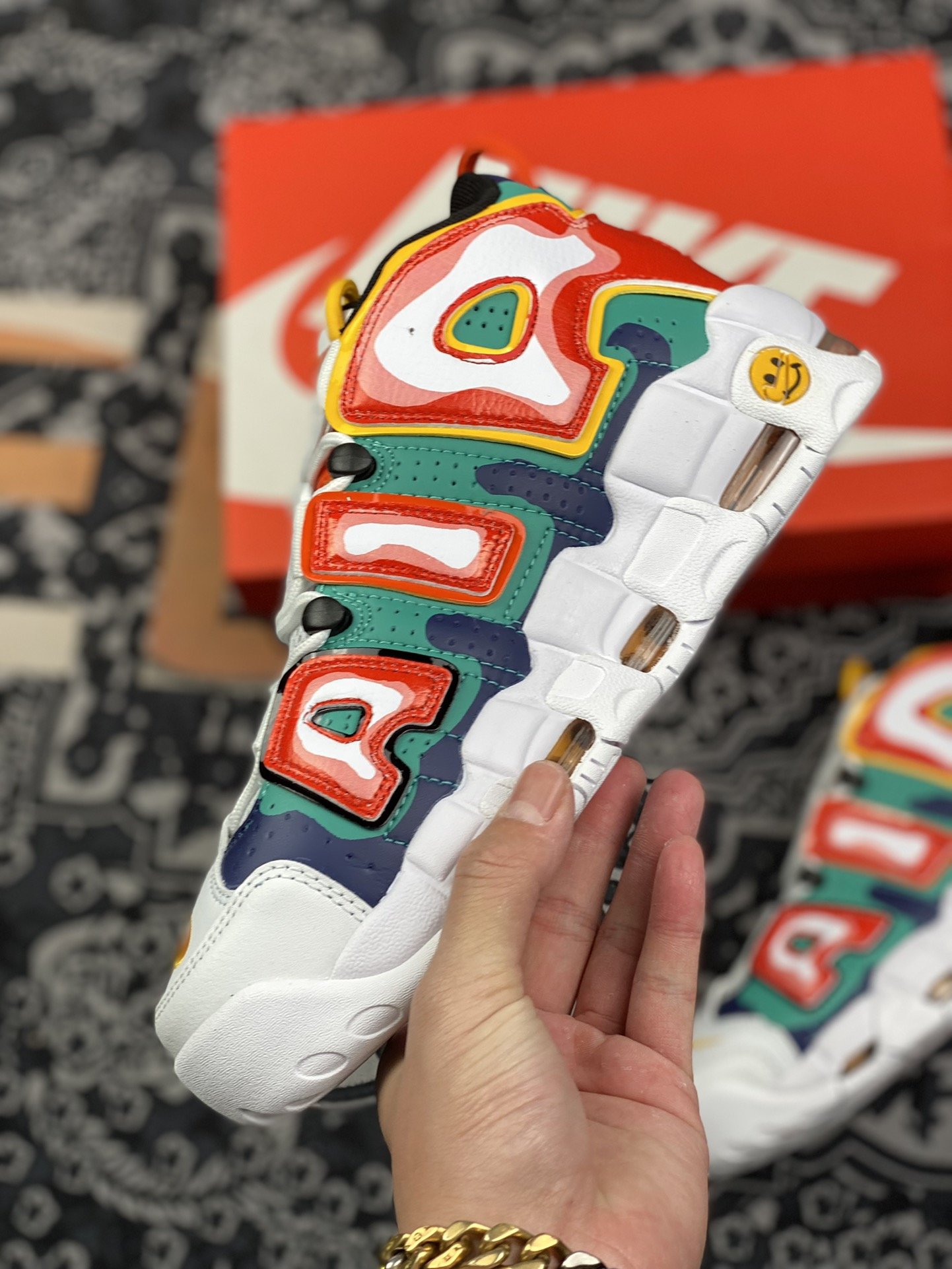 260 Nike Air More Uptempo OG外星人白黄蓝 皮蓬全掌气垫篮球鞋  DD9223-100