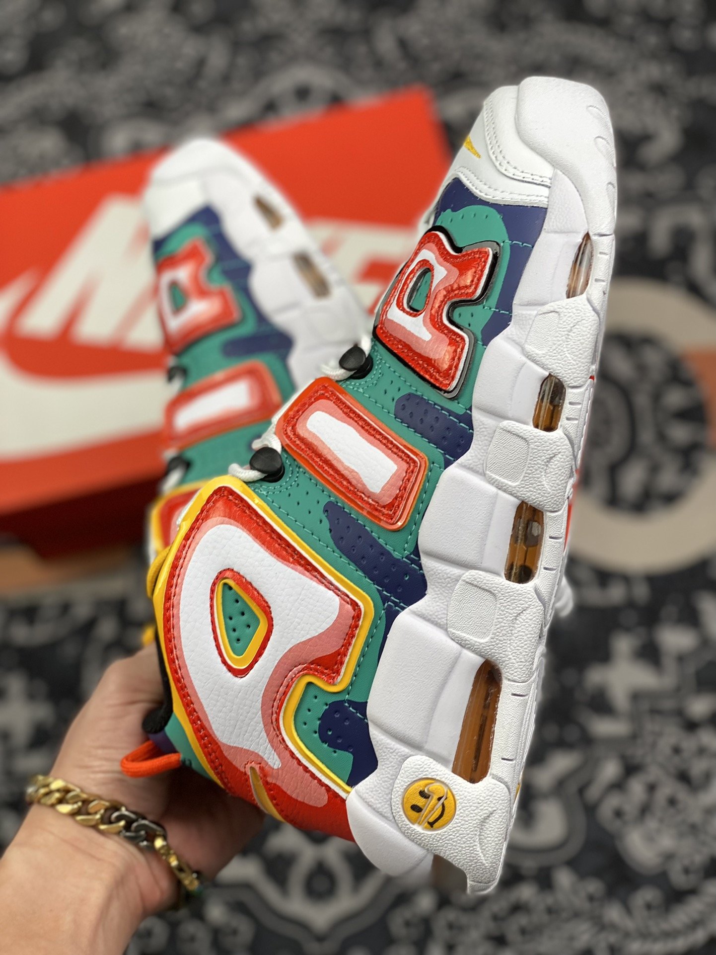 260 Nike Air More Uptempo OG外星人白黄蓝 皮蓬全掌气垫篮球鞋  DD9223-100