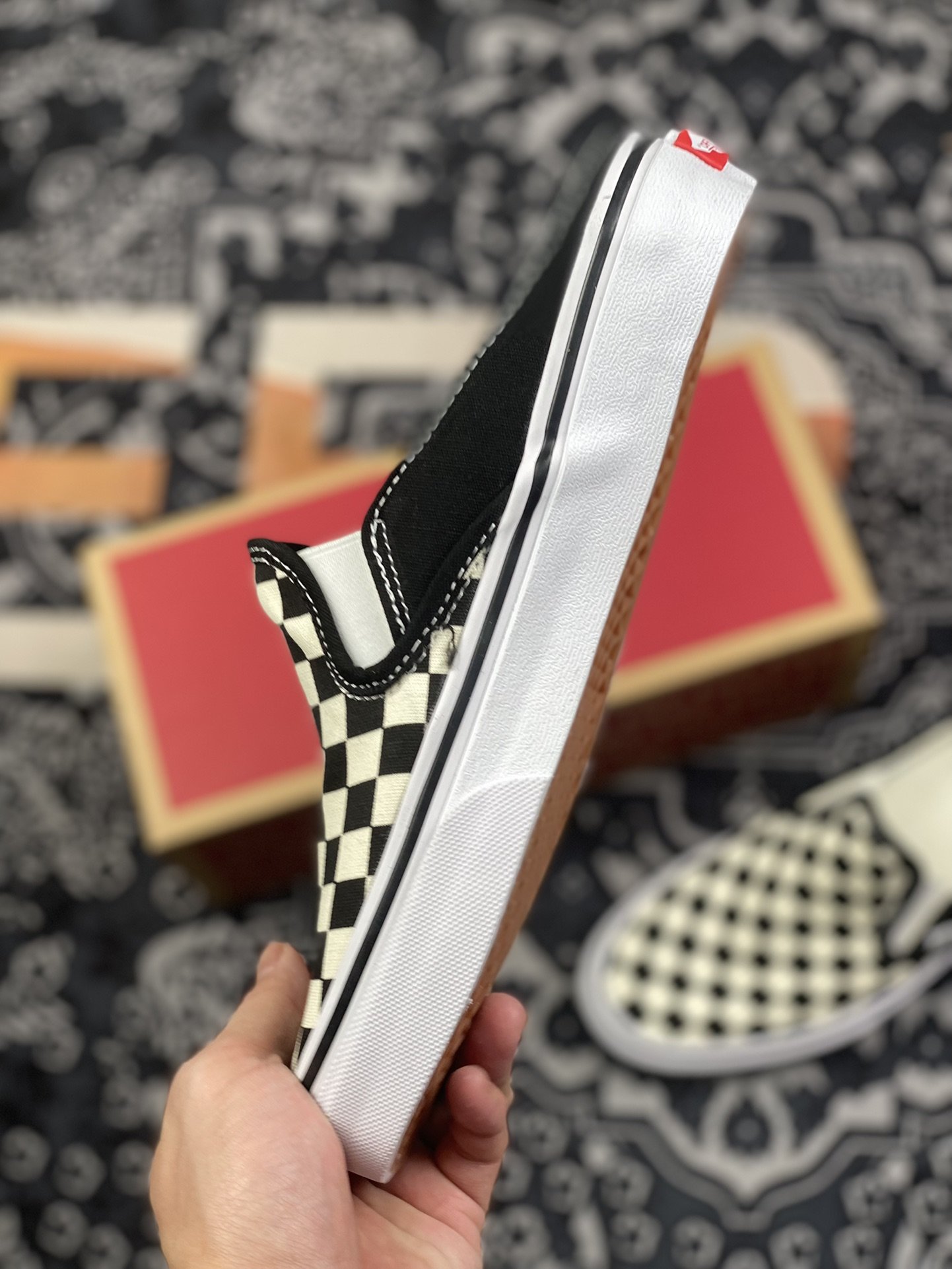 150 vans Slip-On黑白棋盘格 半拖帆布一脚蹬懒人鞋