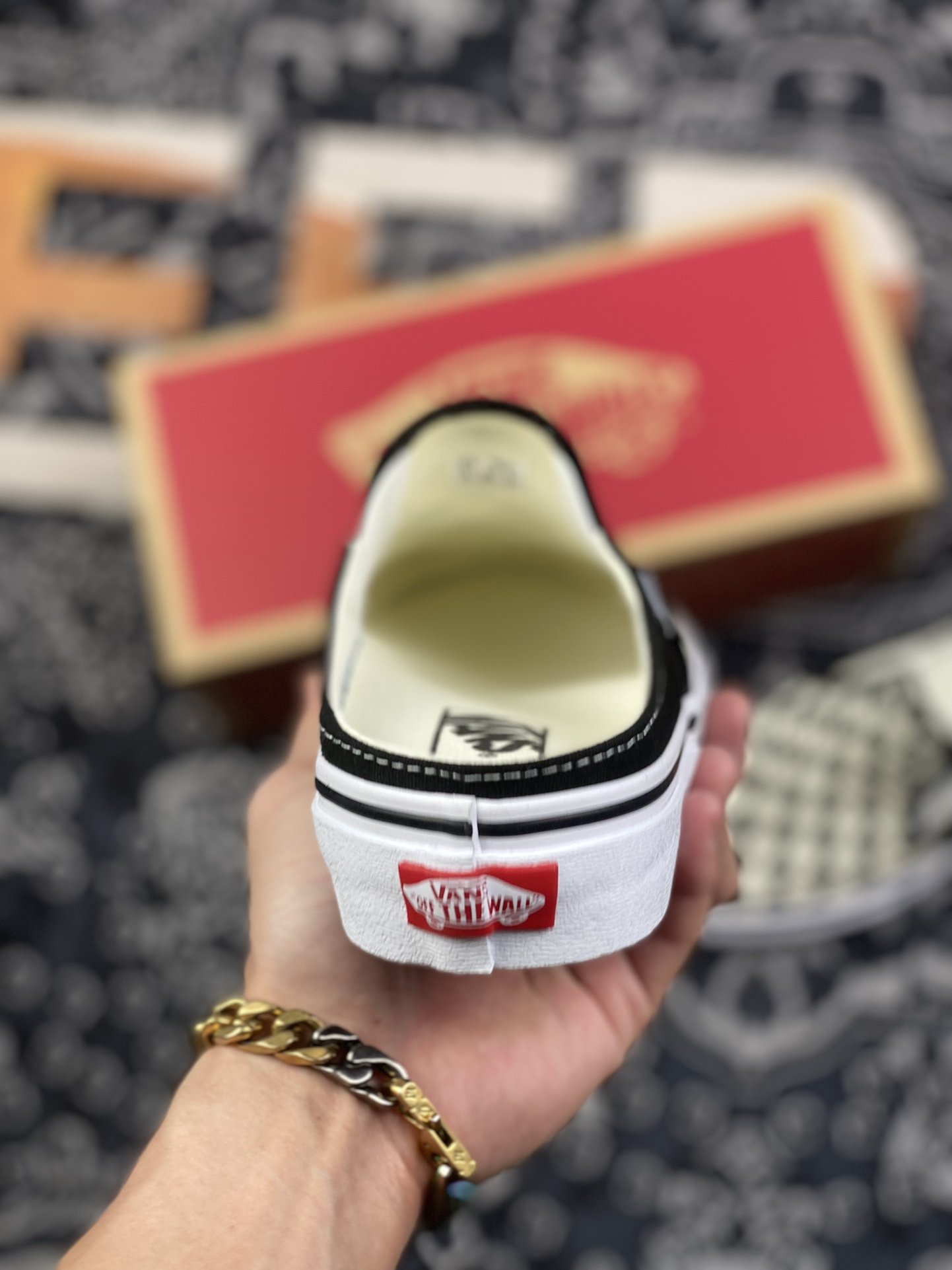 150 vans Slip-On黑白棋盘格 半拖帆布一脚蹬懒人鞋