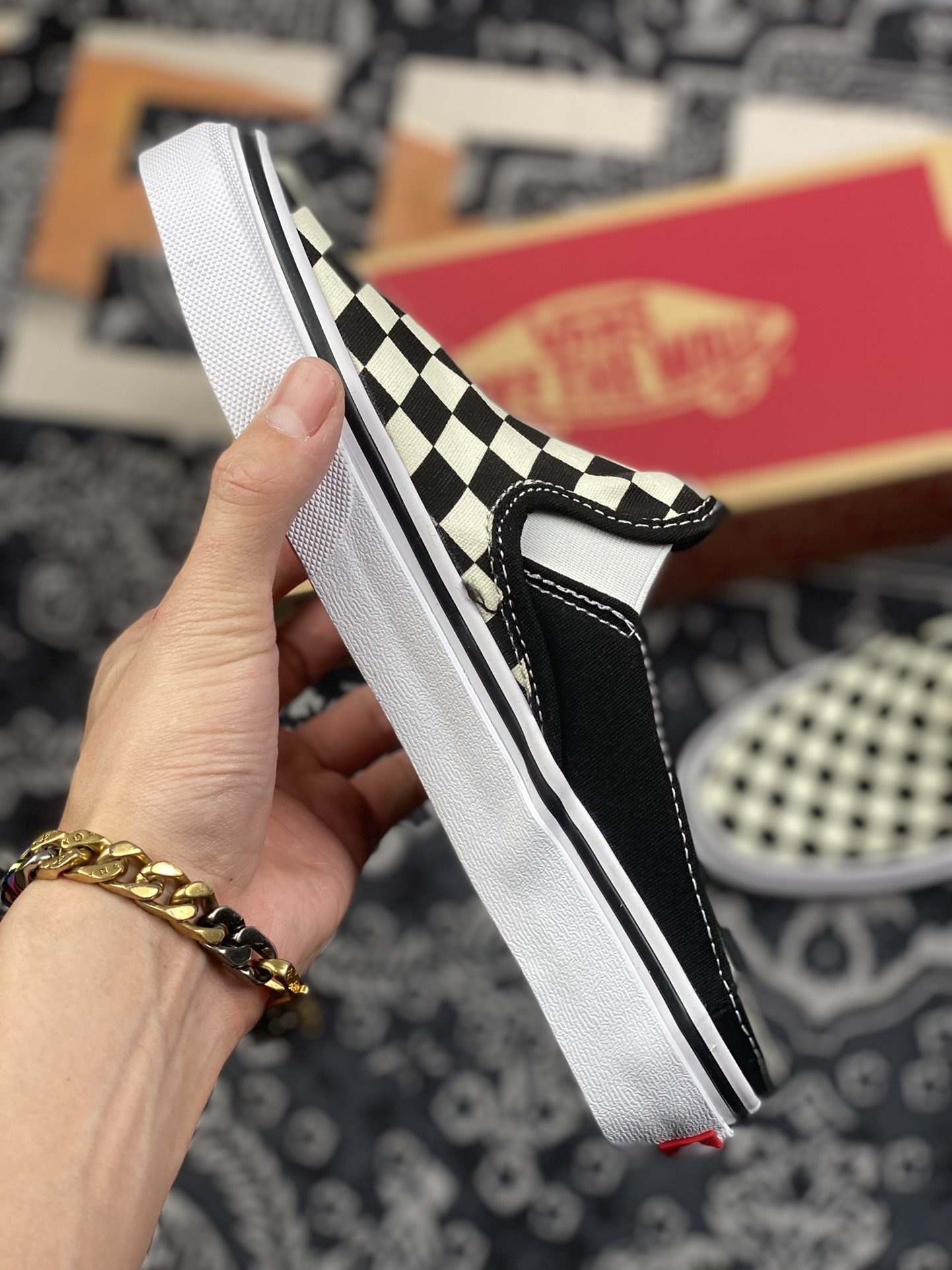 150 vans Slip-On黑白棋盘格 半拖帆布一脚蹬懒人鞋