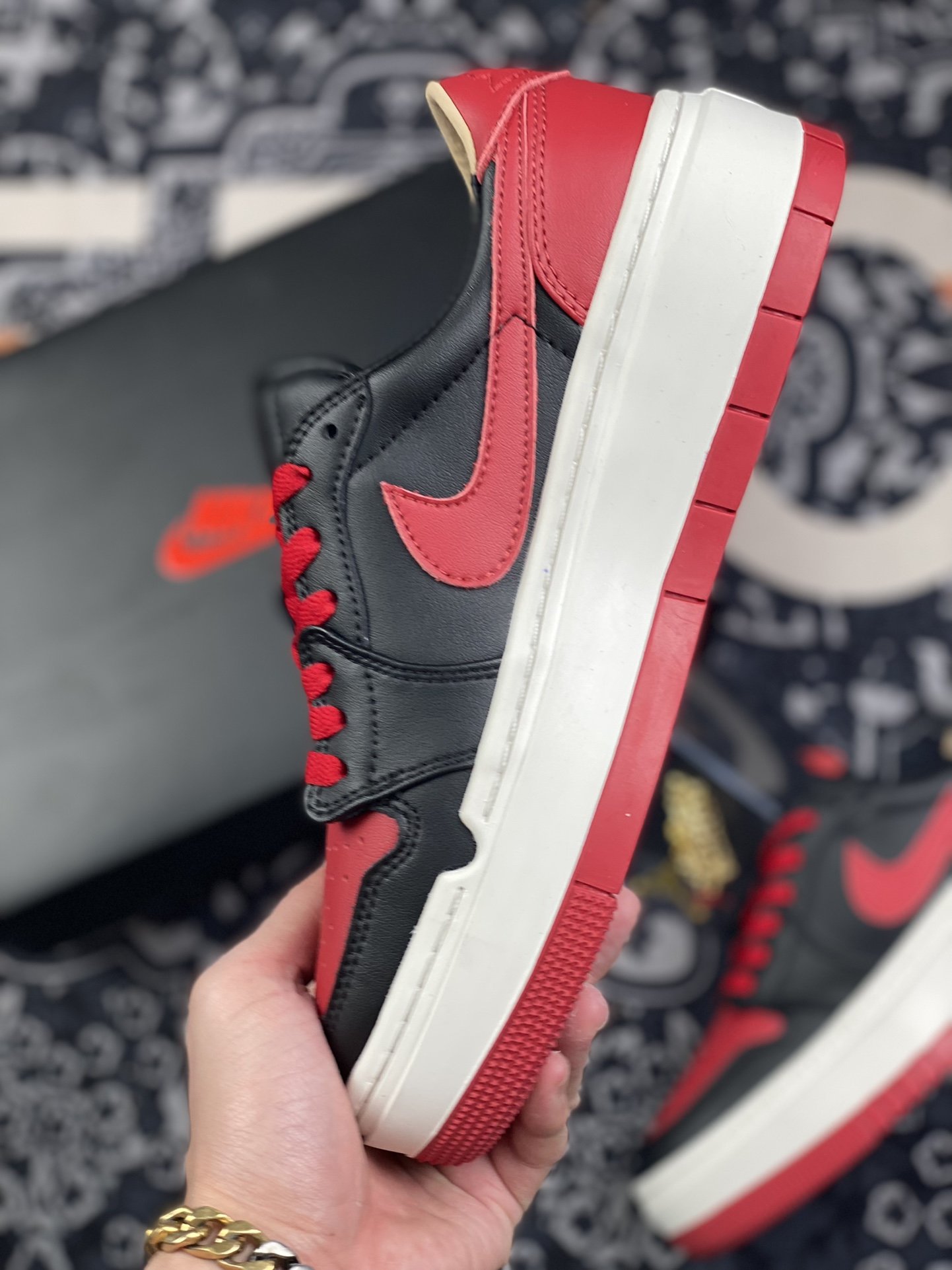 220 Air Jordan 1 Elevate L ow SE Bred"厚底复古篮球鞋 黑红 DQ1823-006