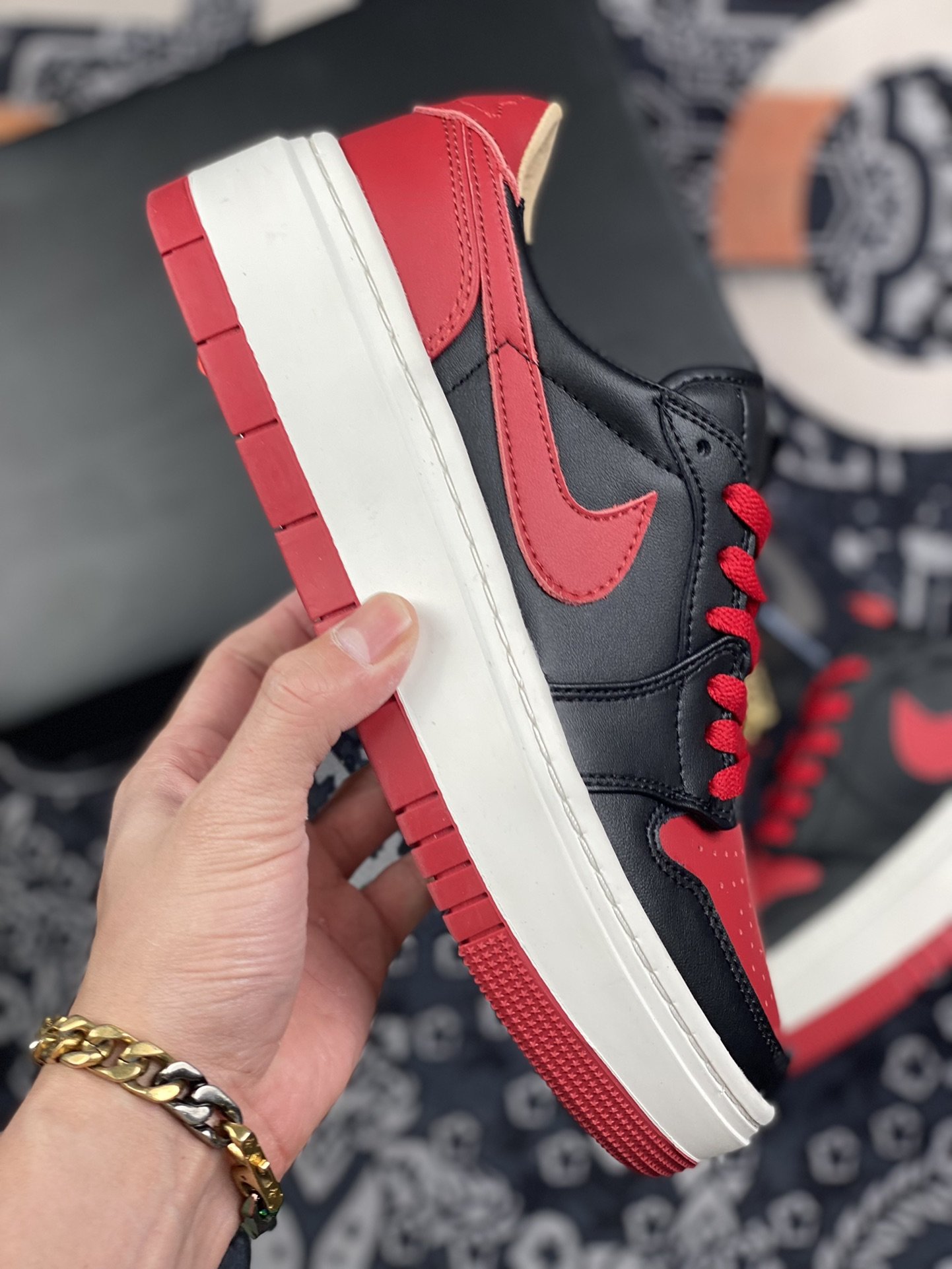 220 Air Jordan 1 Elevate L ow SE Bred"厚底复古篮球鞋 黑红 DQ1823-006