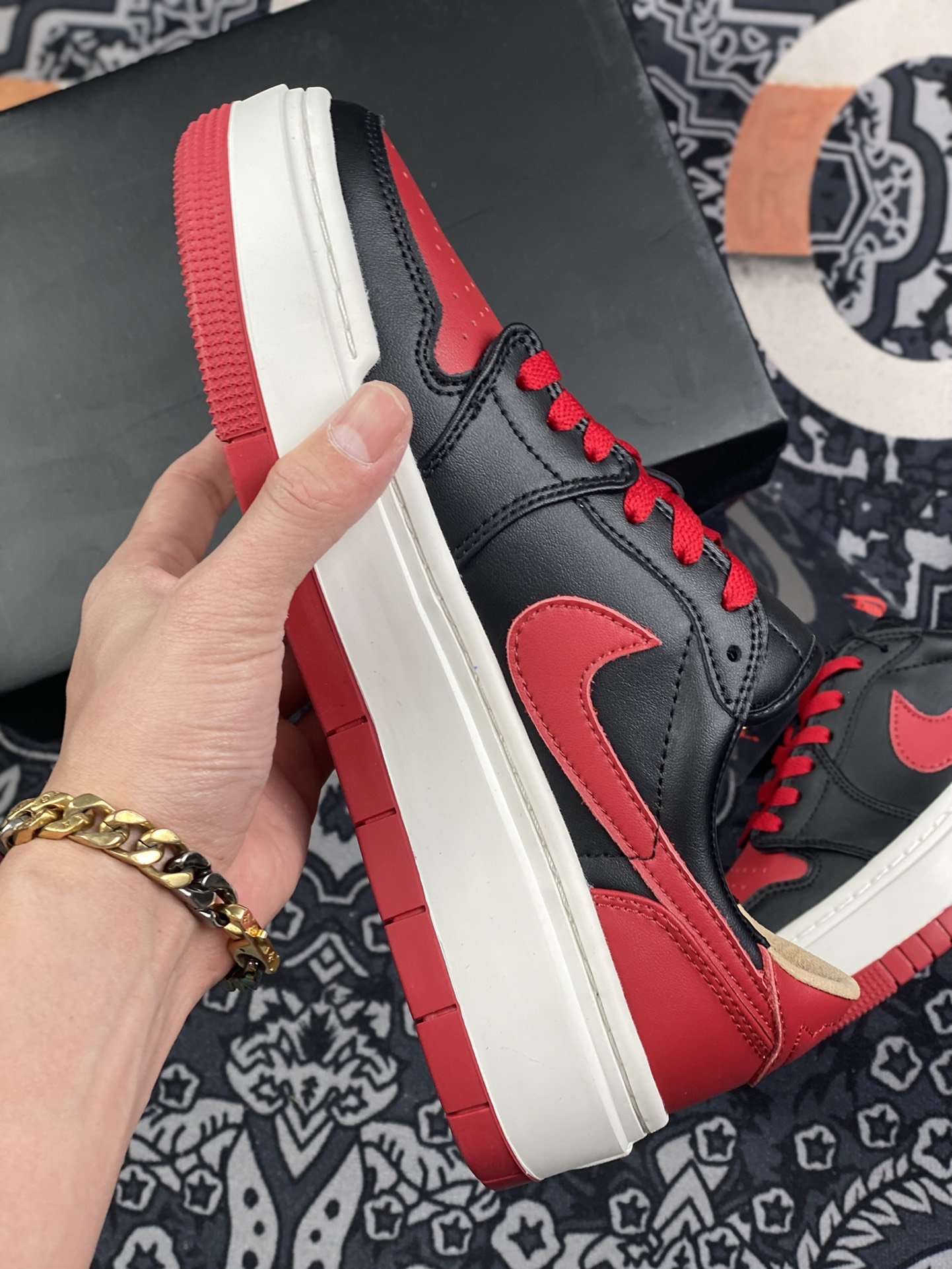 220 Air Jordan 1 Elevate L ow SE Bred"厚底复古篮球鞋 黑红 DQ1823-006