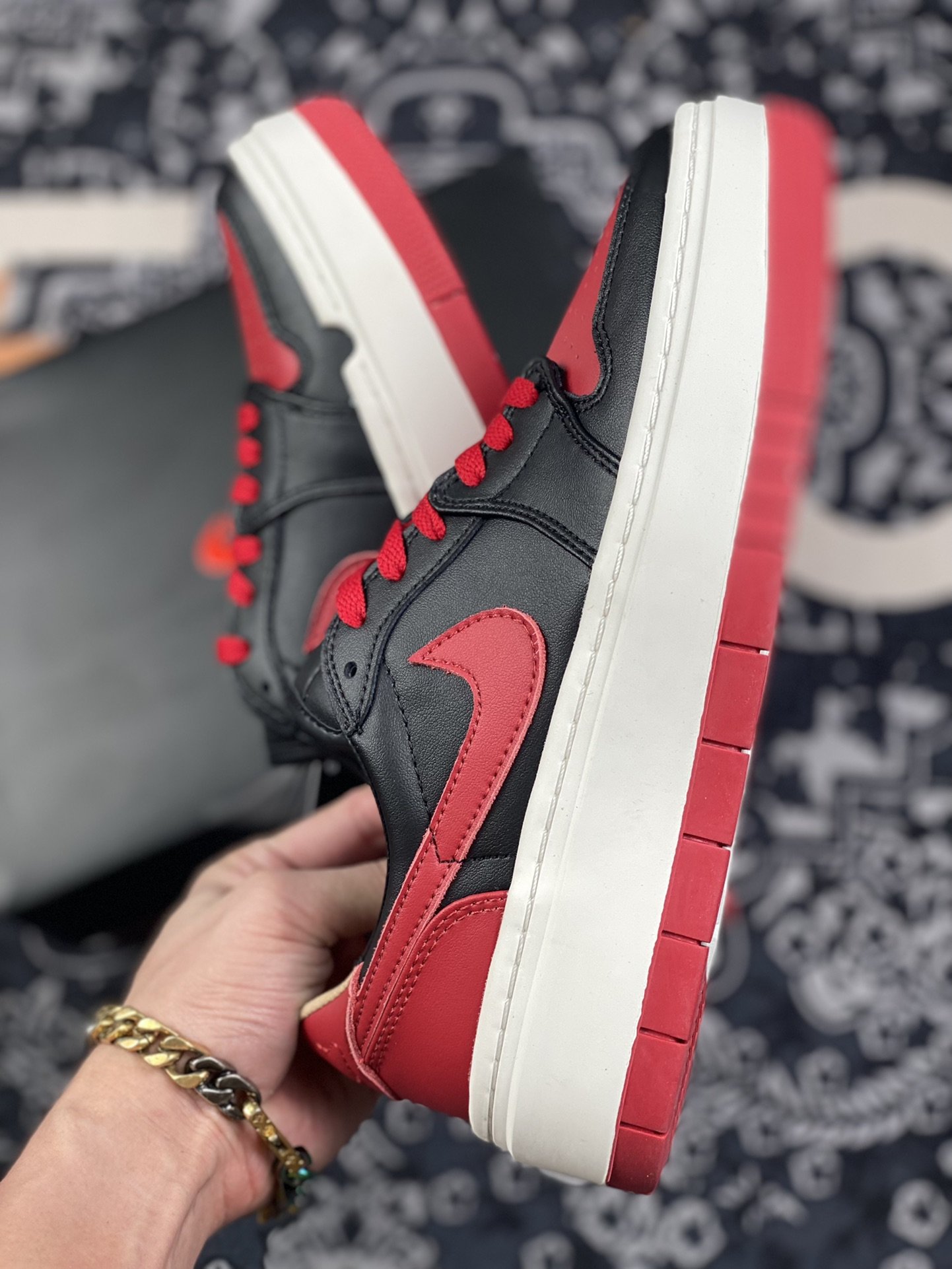 220 Air Jordan 1 Elevate L ow SE Bred"厚底复古篮球鞋 黑红 DQ1823-006