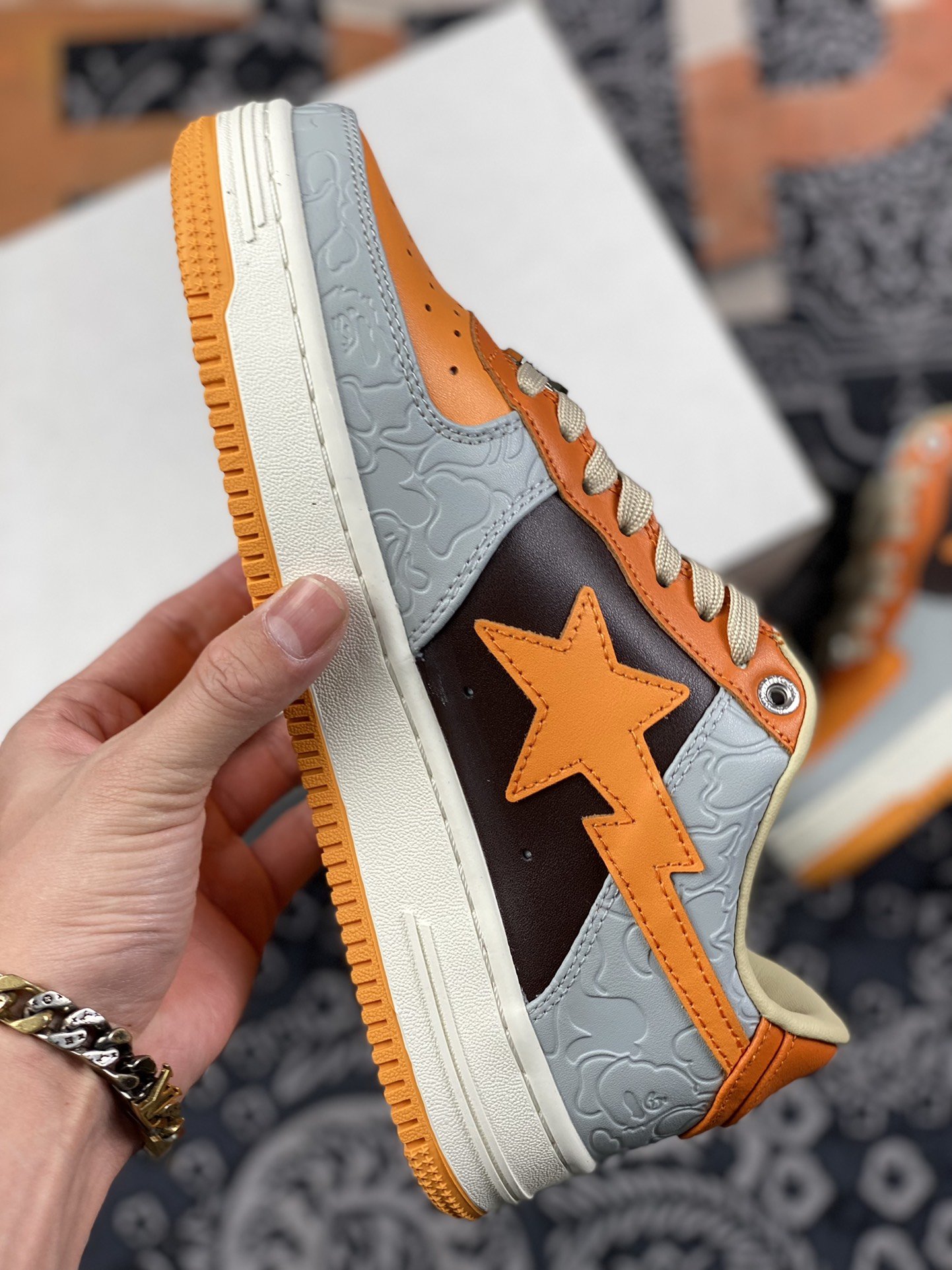 380 潮流教父nigo品牌 王源同款 Bape Sta “Tokyo” 灰橘棕 OZXSH191002MH