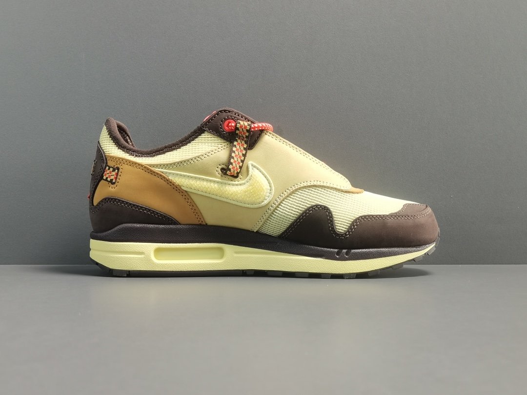 卡其棕 倒钩 Travis Scott X Nike Air Max 1 ＂BaroqueBrown＂复古休闲跑步鞋 DO9392-200 尺码：36-48（含半码) X博士】开发指导，釆用99厂材质，二维码标，供货稳定。