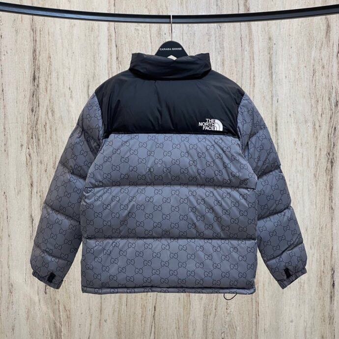 灰色 Gucci X The North Face 北面联名古驰老花logo 羽绒服