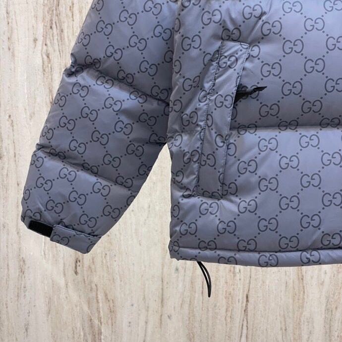 灰色 Gucci X The North Face 北面联名古驰老花logo 羽绒服